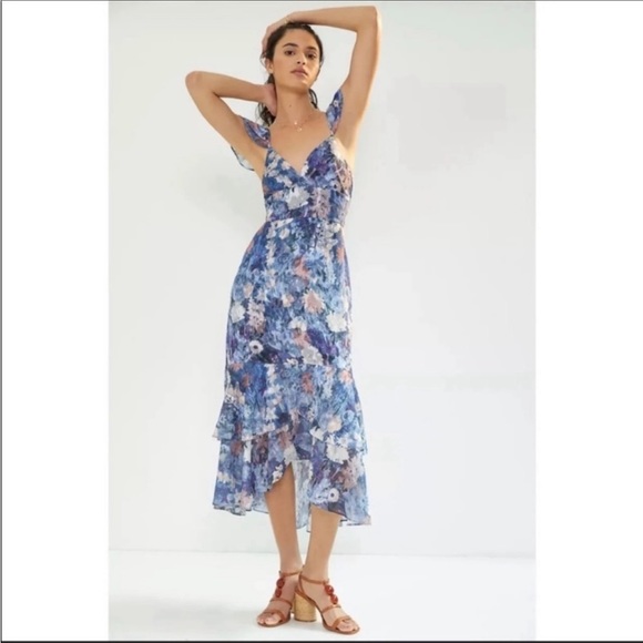 Anthropologie Hutch Coley Floral Flutter Ruffle Gown Dress - Picture 2 of 10